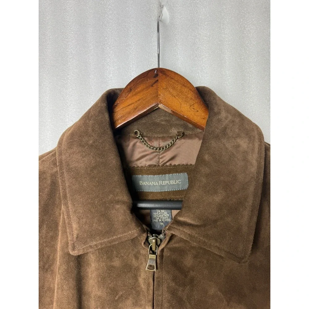 Vintage Banana Republic Suede Leather Jacket Men's M  Full Zip Adjustable Waist